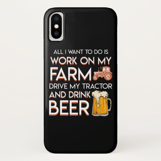 Capa Para iPhone, Case-Mate O fazendeiro da cerveja quer o trator da (Verso)