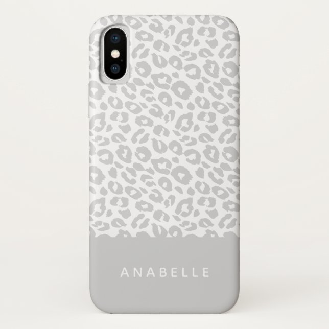 Capa Para iPhone, Case-Mate O leopardo animal pálido moderno das cinzas e do (Verso)