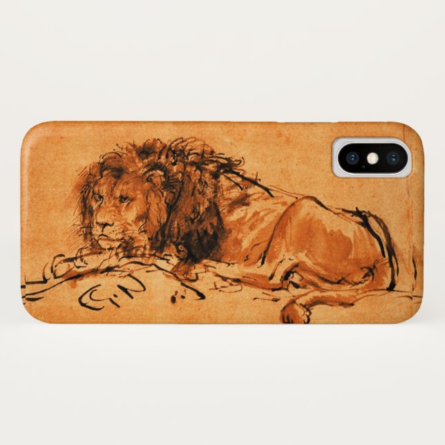 Capa Para iPhone, Case-Mate O LÍON DA CABO, LARANJA ANTIGA, Preto (Verso (Horizontal))
