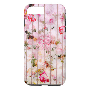 Capa iPhone 8 Plus/7 Plus O ouro cor-de-rosa floral da aguarela cor-de-rosa