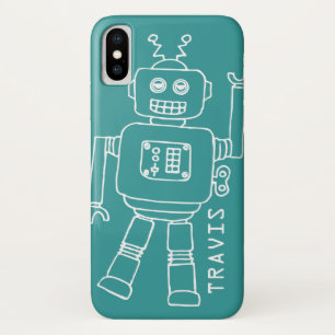 Capa Para iPhone Da Case-Mate O robô do divertimento nomeou a cerceta & os
