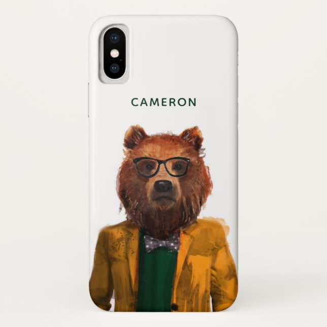 Capa Para iPhone, Case-Mate O urso vestido melhor | adiciona seu nome (Verso)