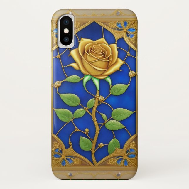 Capa Para iPhone, Case-Mate Obra de Arte Rosa Dourada Ornamentada (Verso)