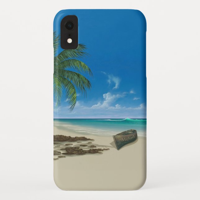 Capa Para iPhone, Case-Mate Ocean Beach com nome (Verso)