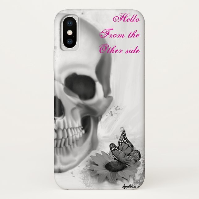 Capa Para iPhone, Case-Mate Olá, do outro lado do crânio e da flor (Verso)