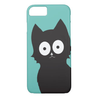 Capa iPhone 8/7 Olá! | Silhueta Gatinho Preta Teal