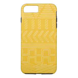 Capa iPhone 8 Plus/7 Plus Olhar Amarelo de Couro Amarelo Tribal Africano