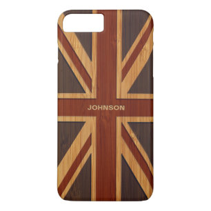 Capa iPhone 8 Plus/7 Plus Olhar de bambu & bandeira BRITÂNICA gravada Union