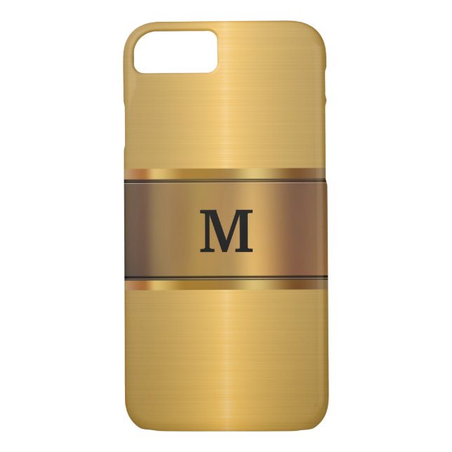 Capa Para iPhone, Case-Mate Olhar Dourado do monograma dos homens (Verso)