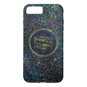 Capa Para iPhone Da Case-Mate Olmo Dourado do zodíaco dos peixes na constelaç