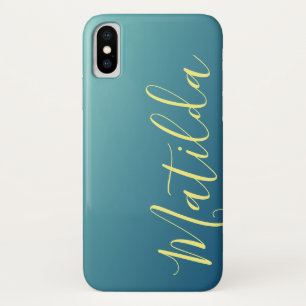 Capa Para iPhone Da Case-Mate Ombre Azul Marinho Verde Água Nome Personalizado