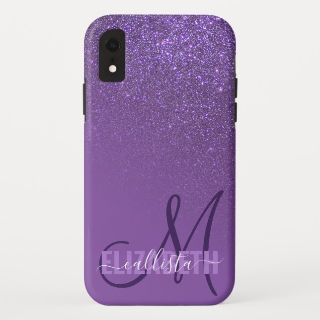 Capa Para iPhone, Case-Mate Ombre de gradiente de brilho violeta violeta diago (Verso)