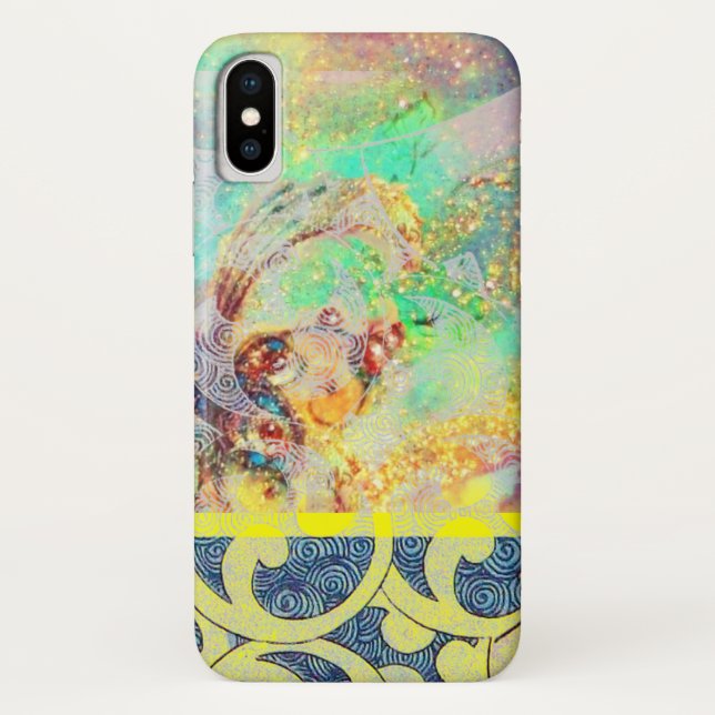 Capa Para iPhone, Case-Mate ONDAS / Brilhos Azuis Amarelos Brilhantes em Faísc (Verso)