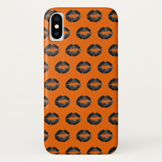 Capa Para iPhone, Case-Mate Orange Black Lábios Halloween (Verso)