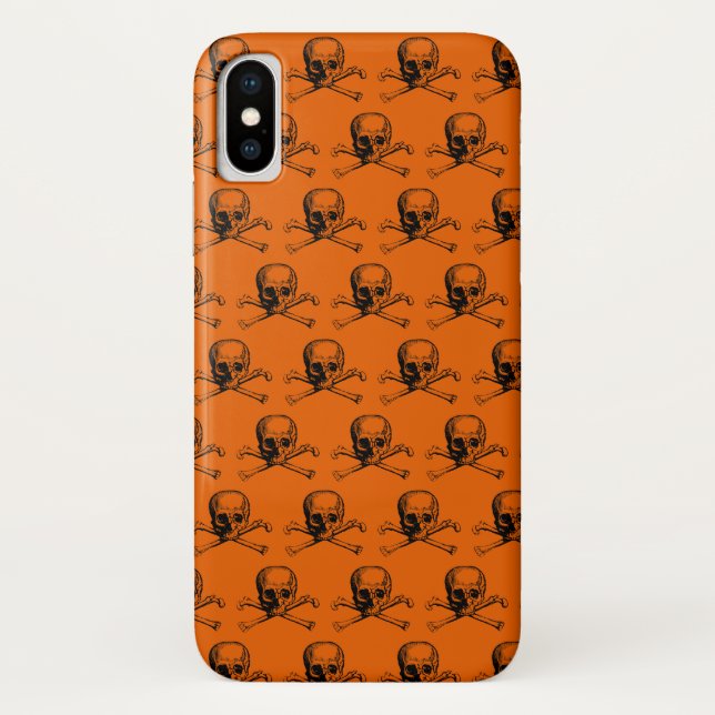 Capa Para iPhone, Case-Mate Orange Black Skull Halloween (Verso)