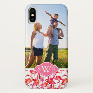 Capa Para iPhone X Os flamingos da aguarela   adicionam seus foto &
