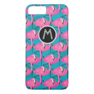 Capa iPhone 8 Plus/7 Plus Os flamingos de néon   adicionam sua inicial