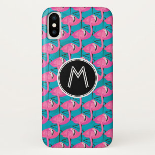 Capa Para iPhone X Os flamingos de néon adicionam sua inicial