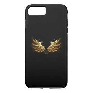 Capa iPhone 8 Plus/7 Plus Ouro Angel Wings sobre fundo preto