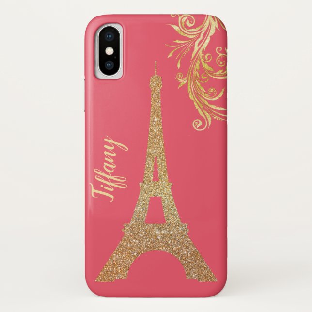 Capa Para iPhone, Case-Mate Ouro Eiffel Torre Personalizada iPhone X Case (Verso)