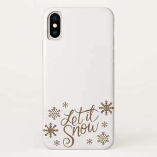 Capa Para iPhone X Ouro elegante que deixa nevar flocos de neve