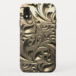 Capa Para iPhone Da Case-Mate Ouro metálico, floral, com a inscrição elegante