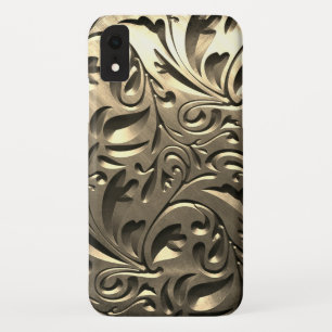 Capa Para iPhone Da Case-Mate Ouro metálico, floral, com a inscrição elegante
