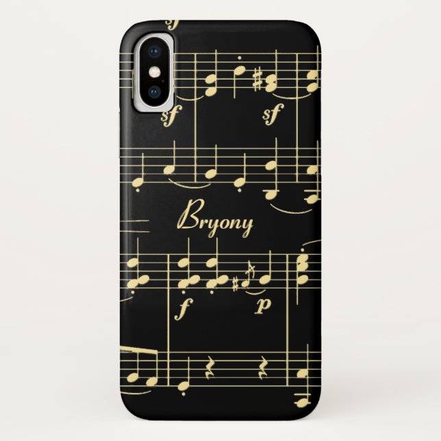 Capa Para iPhone, Case-Mate Ouro musical em preto (Verso)