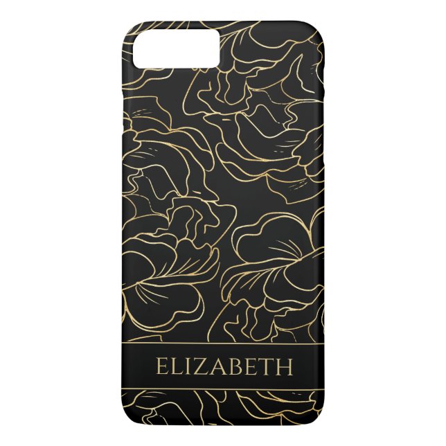 Capa Para iPhone, Case-Mate Ouro Preto Floral Personalizado (Verso)