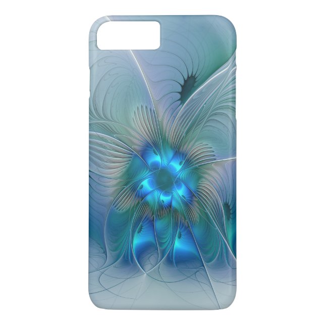 Capa Para iPhone, Case-Mate Ovações de Pé, Fractal Azul Turquesa Abstrato (Verso)