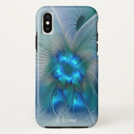 Capa Para iPhone Da Case-Mate Ovações Pendentes, Nome de Arte Fratural Azul Abst