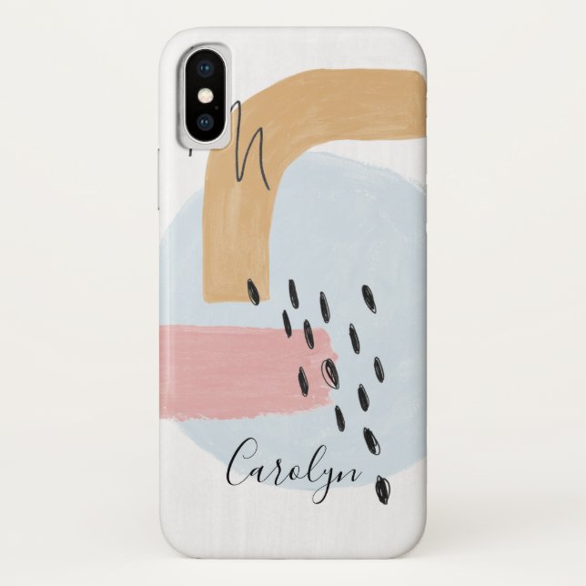 Capa Para iPhone, Case-Mate Padrão Abstrato de Aquarela Azul Rosa (Verso)