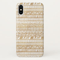 Padrão Africano Dourado Tribal Trendy White