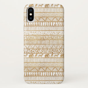 Capa Para iPhone Da Case-Mate Padrão Africano Dourado Tribal Trendy White