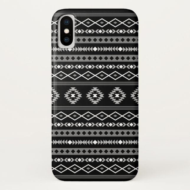 Capa Para iPhone, Case-Mate Padrão Aztec Cinza Branca Mistura de Motifs Preta (Verso)