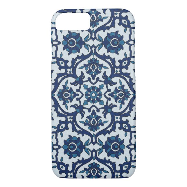 Capa Para iPhone, Case-Mate Padrão Azulejos Floral do Azulejo Azulejos Azul (Verso)