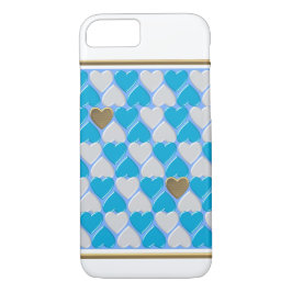 Capa iPhone 8/7 Padrão bávaro azul e branco. Cas de iPhone com gab