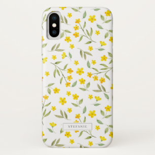 Capa Para iPhone Da Case-Mate Padrão bonito de Bloomias Florais de Cor Amarela