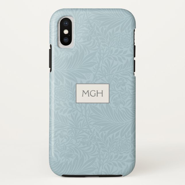 Capa Para iPhone, Case-Mate Padrão Botânico Boho Azul Elegante Monograma (Verso)