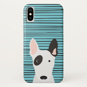 Capa Para iPhone X Padrão Bull Terrier e Grunge Stripes