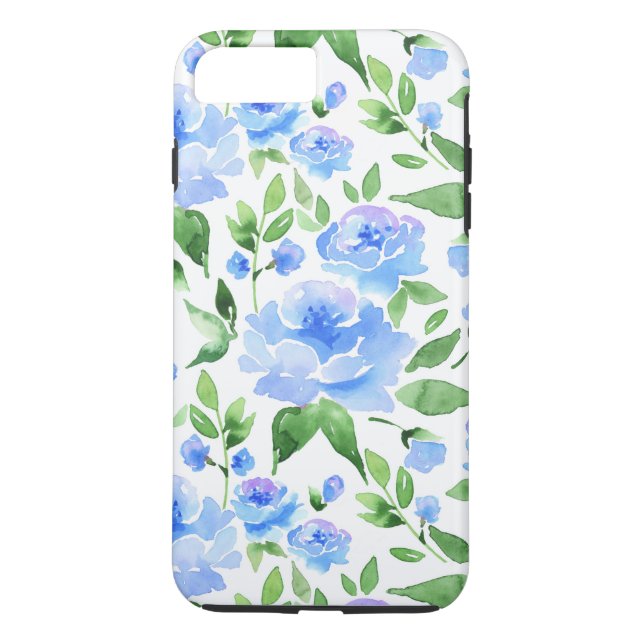 Capa Para iPhone, Case-Mate Padrão com flores de aquarela azul (Verso)