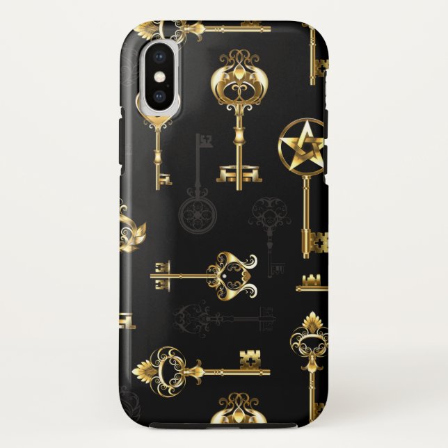 Capa Para iPhone, Case-Mate Padrão contínuo com Chaves Douradas (Verso)