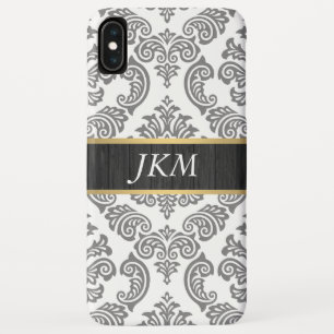 Capa Para iPhone Da Case-Mate Padrão Damask com acabamento em madeira e dourado