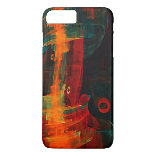 Capa iPhone 8 Plus/7 Plus Padrão de Abstrato de Arte Moderno Vermelho Azul-L