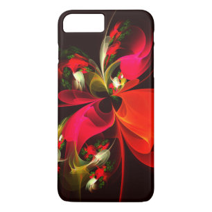 Capa iPhone 8 Plus/7 Plus Padrão de Abstrato de Arte Vermelha Verde Floral M