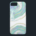 Capa iPhone 8/7 Padrão de Agato Pastel Feminino<br><div class="desc">Um padrão pastel maravilhosamente feminino em tons de aqua,  roxo,  azul e ouro sobre um fundo branco adiciona uma na moda ao seu telefone. Esse gabinete está disponível para ajustado de uma variedade de modelos de capa de telefone.</div>