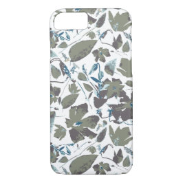 Capa iPhone 8/7 Padrão De Aquarelas Florais De Sage E Azul-Teal