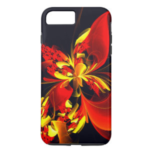 Capa iPhone 8 Plus/7 Plus Padrão de Arte Abstrata Floral Amarelo Vermelho Mo