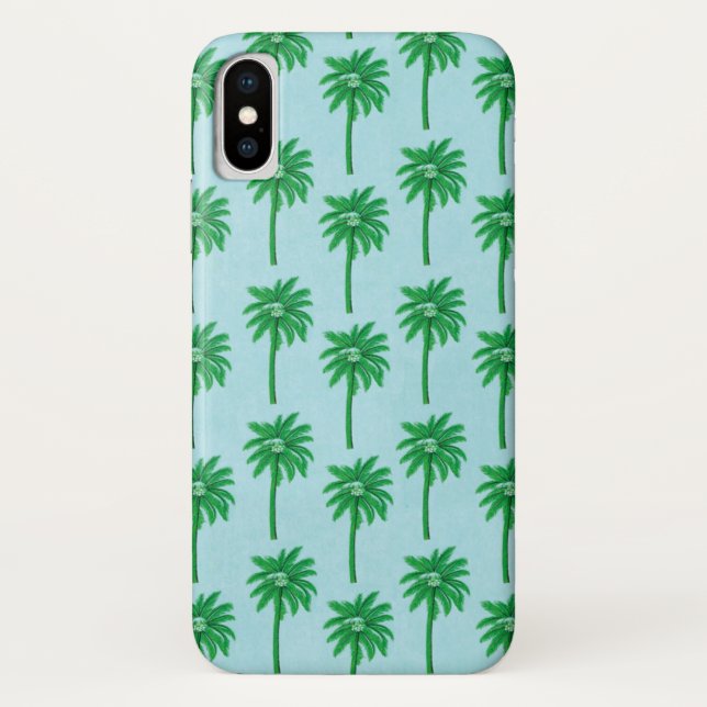 Capa Para iPhone, Case-Mate Padrão de árvore palma em azul (Verso)