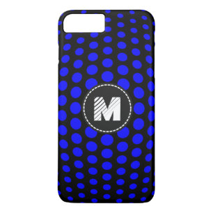 Capa iPhone 8 Plus/7 Plus Padrão de Bolinhas Azul Monograma